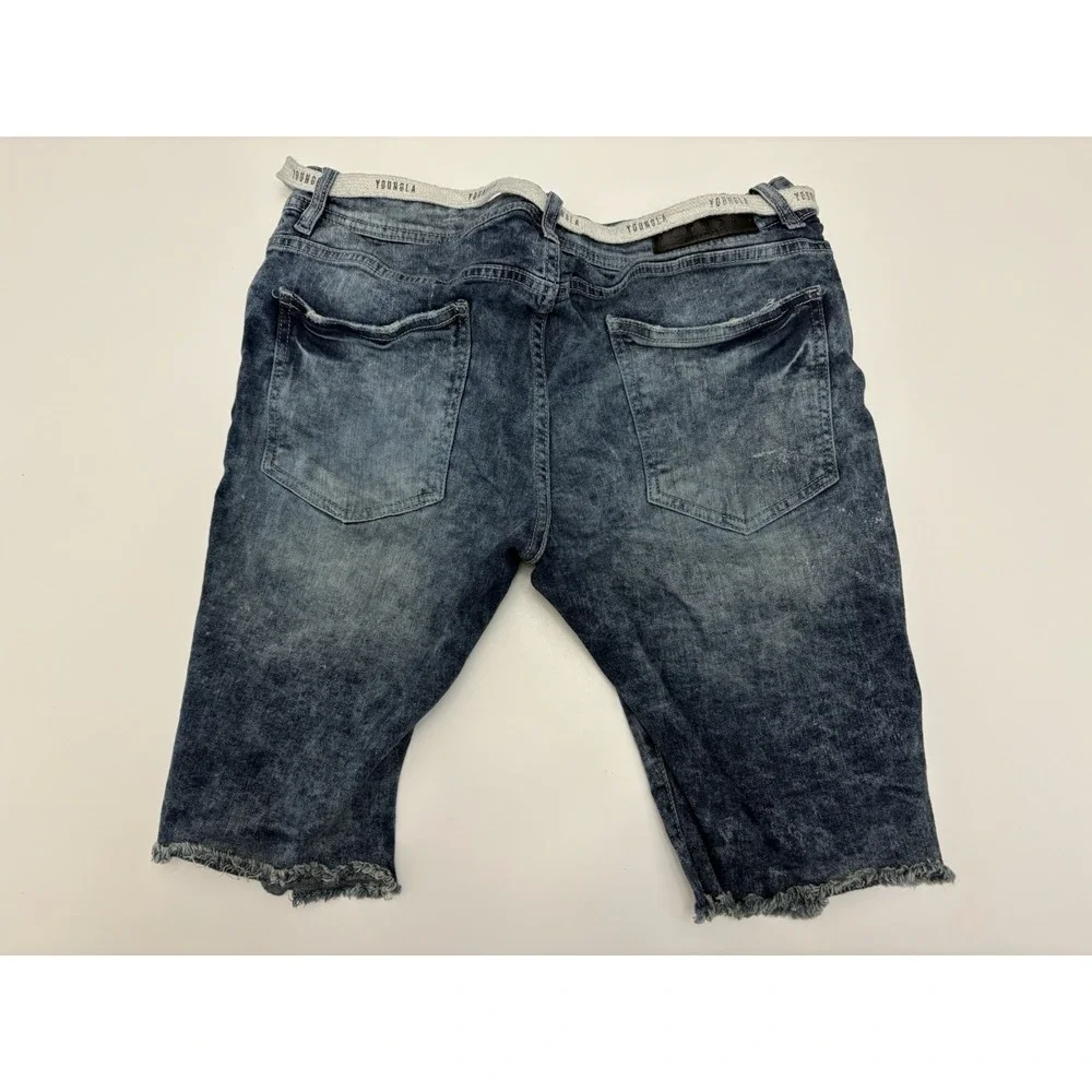Men's Young LA Denim Shorts Jorts With Belt Holes Size 34